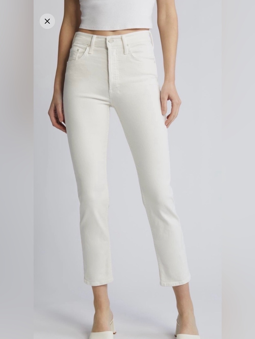 MOTHER The Tomcat Ankle Cream Puffs Jeans Off White Size 28